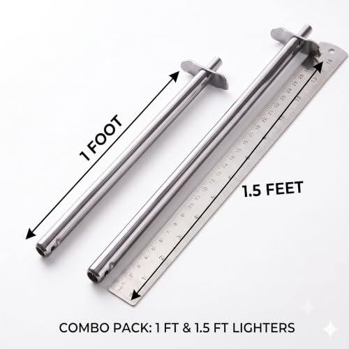 Image of Combo Pack of Gas Lighter for Kitchen Gas Stove 1 Feet 1 and 1.5 Feet 1 Long Stainless Steel | Keeps hands safely away from burner heat; features a battery-free spark mechanism and comfortable, ergonomic grip.
