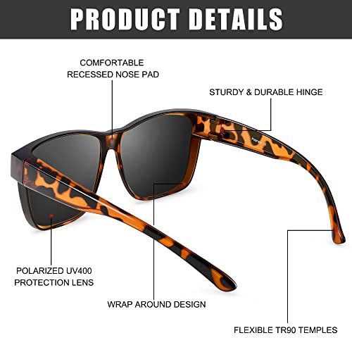 Image of Polarized Sunglasses Fit Over Glasses for Women Men, Oversized Square Sun Glasses UV400 Protection