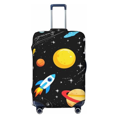 Space Adventure Astronaut Rocket Luggage Cover Protector Suit Case Cover Elastic Washable Anti-Scratch For 18-32 Inch Luggage X-Large