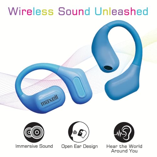 Image of Maxell OWS Pro, Bluetooth Open Earhooks, UP to 18 Hours Playtime with Case, Hear The World Around You, Immersive Sound, Vibrant Colors