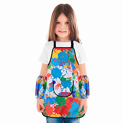 pintura infantil , arte infantil à prova d'água com 2 mangas e bolso para 3 a 11 anos para cozinha,