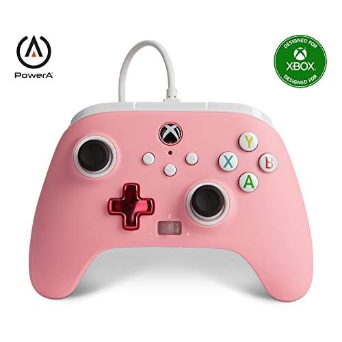 Verbesserter kabelgebundener PowerA-Controller für Xbox – Pink Gamepad, kabelgebundener Videospiel-Controller, Gaming-Controller, Xbox Series X|S