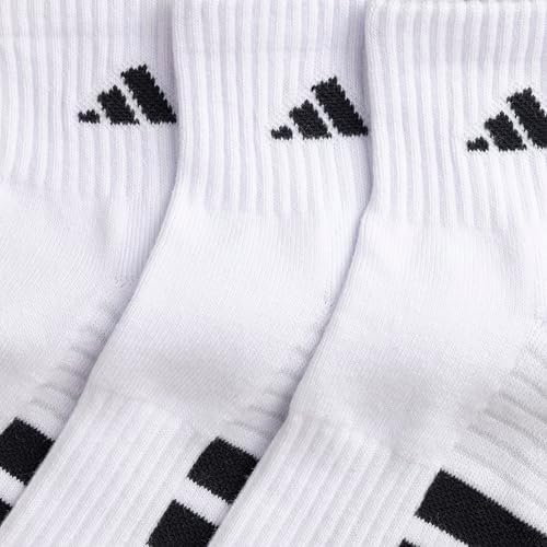 adidas Men's Cushioned Quarter Ankle Socks (3 Pairs) Durable & Comfortable, White/Black/Clear Grey/4, Large — view 6