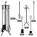 Yaheetech 5 Pcs Fireplace Tools Set Indoor, Wrought Iron Tool Sets Fireside Companion Set Large Fireplace Accessories Firewood Tongs Holder with Handles, Outdoor Modern Accessories Kit, 81cm Black