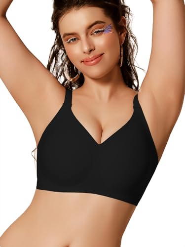 COCOMARTS Jelly Bras for Women No Underwire Push Up Seamless Supportive Plunge Bra Full Coverage Comfortable Bralettes Black 2X-Large — view 3