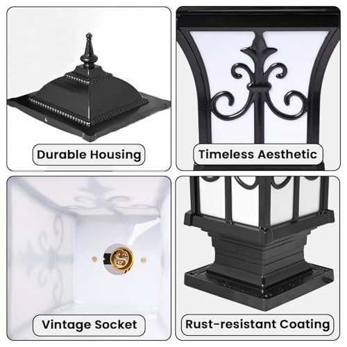 Image of GIGAWATTS ‎TRISHUL Outdoor Gate Light - 101% Rust & Waterproof Die-Casting Aluminium Exterior Piller Lamp Base Mount for Garden, Boundary Walls & Home Entrances (B22 Holder, Bulb Not Included, Black)