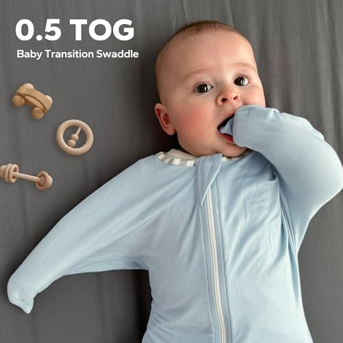 Zigjoy SD02 Shark-Fin Transition Swaddle - 0.5 Tog Rayon Made From Bamboo Sleep Sack Transitional Swaddle Sack Baby Wearable Blanket thumb #2