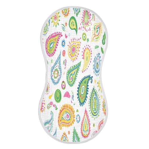 Colorful Paisley Designs Burp Cloths Cotton Baby Washcloths,Large 22x11in Burping Cloth Absorbent and Soft for Newborn Baby Boys and Girls,1 Pack