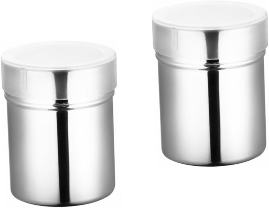 Veemoon 2pcs Stainless Steel Mesh Seasoning Jar Elegant Powder Shaker for Sugar Salt and Spices for Home Kitchens and Restaurants Easy to Clean and Control Powder Dispensing