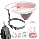 Rppiup Mobiles Faltbares Haarwaschbecken für Bettlägerige, Tragbares Shampoo-Waschbecken, Salon-TPE-Becken zum Waschen Aufblasbares Haarwaschbecken mit Drainage Für Salon,Senioren (Rosa)
