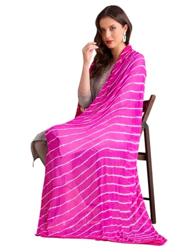 Image of DUPATTA BAZAAR Women's Leharia Dupatta with Pom Pom Lace