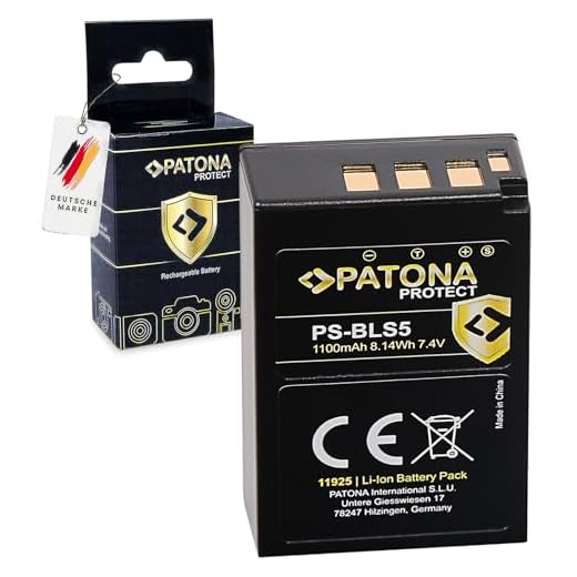 PATONA Protect batteri BLS-5, NTC-temperatursensor, V1 hölje kompatibel med Olympus E-450, OMD E-M10, Stylus 1
