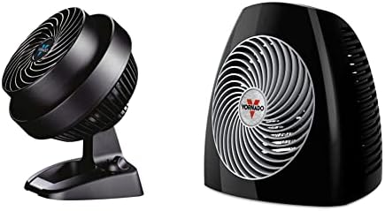 Vornado 530 Compact Whole Room Air Circulator Fan, Black & MVH Vortex Heater with 3 Heat Settings, Adjustable Thermostat, Tip-Over Protection, Auto Safety Shut-Off System, Whole Room, Black