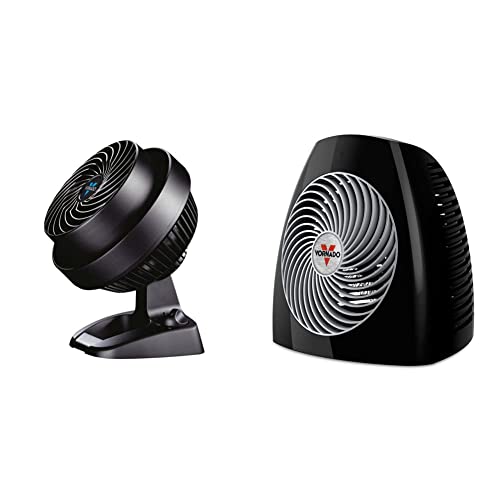 Vornado 530 Compact Whole Room Air Circulator Fan, Black & Mvh Vortex Heater With 3 Heat Settings, Adjustable Thermostat, Tip-Over Protection, Auto Safety Shut-Off System, Whole Room, Black #TOP15