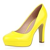  SCARPE VITA Damen Plateau Pumps Lack High Heels Plateauschuhe Stiletto Party Schuhe Klassische Abendschuhe Absatzschuhe 192669 Neon Gelb Total 39