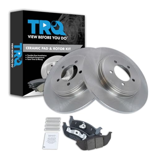 Image of TRQ Rear Brake Pad and Rotor Set Ceramic Compatible with 2003-2005 Lincoln Aviator