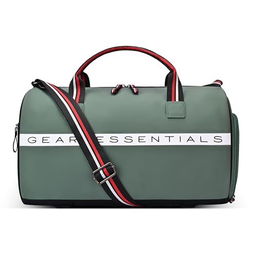 Image of Gear Essential 18 inch /30L Large Water Resistant Faux Leather Duffle Bag | Gym Bag | Travel Bag for Men /Women (Pista - Black)