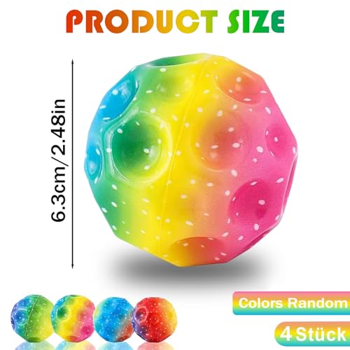 Ycaaeo 4 Stück Jump Ball Leuchtend mit Geschenkbox Flummiball High Bouncing Galaxy Moon Spaceballs Leuchtender Springball für Kinder Outdoor & Indoor