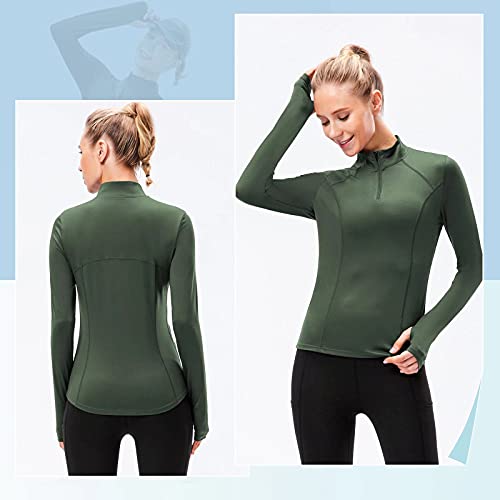 TERODACO Womens Long Sleeve Running Top Half Zip UPF 50+ Gym Hiking Workout Base Layer Women Sports Tops with Thumb Holes Breathable Quick Dry Lightweight - Image 3