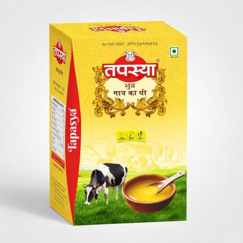 Tapasya Pure and Healthy Handmade Desi Ghee 1 Litre Pack || Village Premium Deshi Cows Ghee || Pure Cow Milk Ghee for Good Health || Yellow