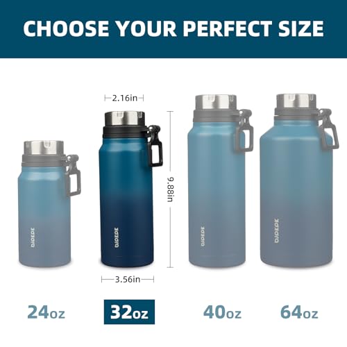 Image of BJPKPK 32oz Large Insulated Water Bottle with Handle, Stainless Steel | Leak-Proof BPA-Free Large Water Bottle, Stainless Steel Vacuum Insulated Bottle for Gym, Work, Outdoor & Everyday Use