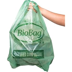 BioBag (USA) 100% Certified Compostable Shopping Bags, 12 lb Capacity, 500 Count, Standard Size Shopper, Great for On The Go, Farmers Markets, Grocery Stores, Restaurants