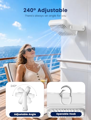 Image of Magnetic Cruise Approved Fan, 5000mAh Ultra-Slim Travel Fan Rechargeable, 4-Speed, Hook Design, Portable Fan for Cruise Ship Cabin, Bedroom Sleeping, Camping, Travel & Cruise Essentials 2026