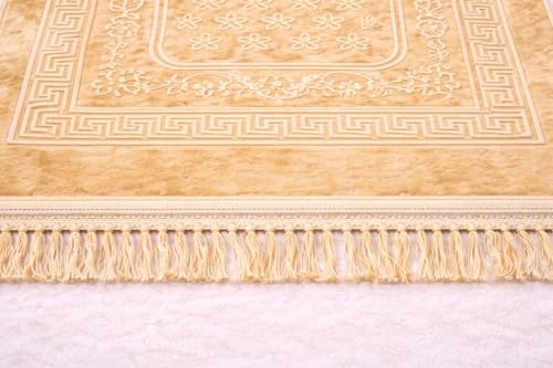 Image of Janamaz Prayer Mat Turkey Soft Velvet Namaz Mat Islamic Prayer Rug for Salah 70x110 CM Printed White4