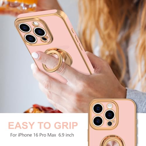 Coque de protection iPhone 16 Pro Max design rose avec béquille intégrée - 2