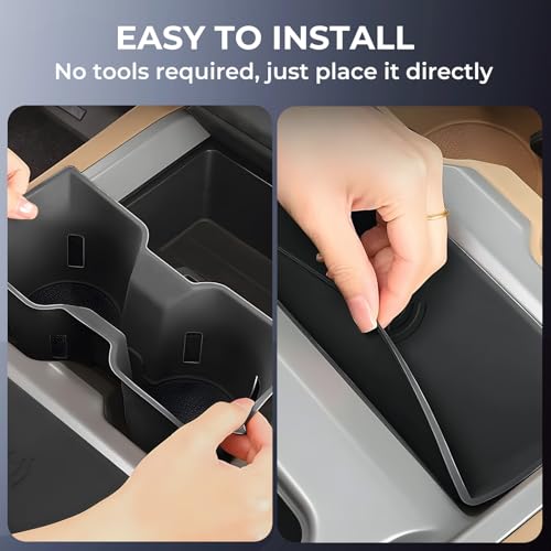 Image of Cup Holder Insert & Wireless Charging Protective Mat for Land Rover Defender 90 /110 /130 2026 2025, Interior Accessories Car Cup Holder & Wireless Charger Cover Pad for 2025-2026 Defender, Black