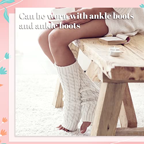 Image of SATINIOR Syhood 4 Pairs Cable Knit Leg Warmers Women Winter Knitted Crochet Knee Boot Stockings Cuffs Long Legging Socks