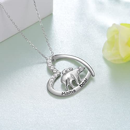 Mama Bear Sterling Silver Pendant Necklace for Women - Heart Mama Bear Jewelry3