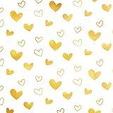 MR FIVE White with Metallic Gold Heart Tissue, 20' x 28', Gold Heart Design for Gift Bags, Birthday, Valentine's Day, Mother's Day, Weddings, 30 Sheets