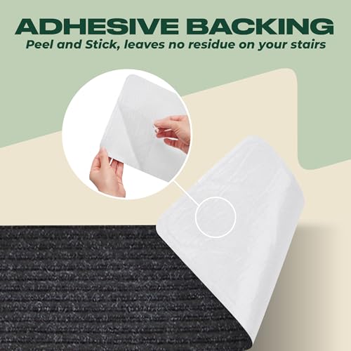 MBIGM 8" X 30" (7 in Pack) Non-Slip Carpet Stair Treads Non-Skid Safety Rug Slip Resistant Indoor Runner for Kids Elders and Pets with Reusable Adhesive - Black