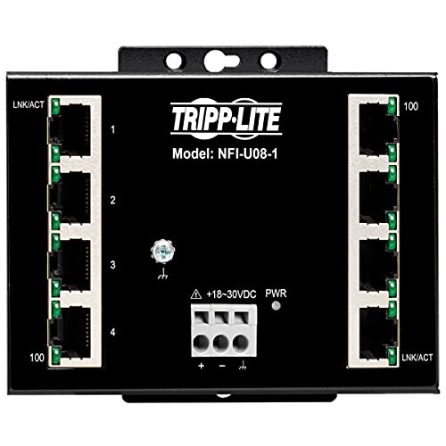 Tripp Lite Industrial 8 Port Ethernet Network Switch 10/100 Mbps -40° To 167°F Temperature Range Unmanaged Splitter Taa Compliant Din/Wallmount (Nfi-U08-1) #TOP1