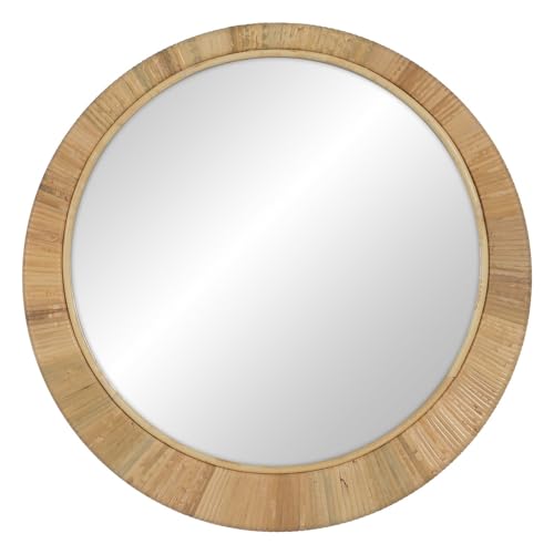 LOLAhome Espejo Redondo Acordonado de Rattan Natural de Ø 50 cm