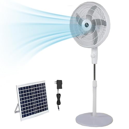 YYRHD-CZ Ventilador Solar Portátil De Pie, con Gran Ángulo De Oscilación Y Base Ajustable, Batería De 10000 MAh, Ideal For El Hogar, La Oficina Y El Camping.(White)