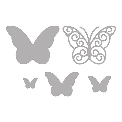 Rayher Punching Stencil Set: Whimsical Butterfly, Tab-Bag 5 Pieces, 1.3 cm - 4.5 cm, Grey