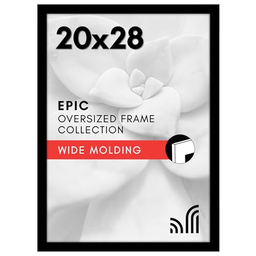 Americanflat 20x28 Picture Frame with Polished Plexiglass - Black Picture Frame - Wide Photo Frames Made of Engineered Wood for Vertical or Horizontal Wall Display - Epic Collection - Black