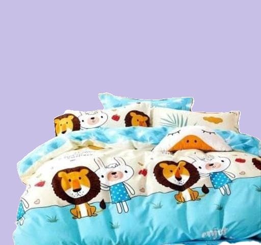 Image of Cotton Double bedsheet 220TC Soft Breathable Superfine Bedding Set Cartoon Design with Pillow Covers for Bedroom Comfort use Multi 1 King