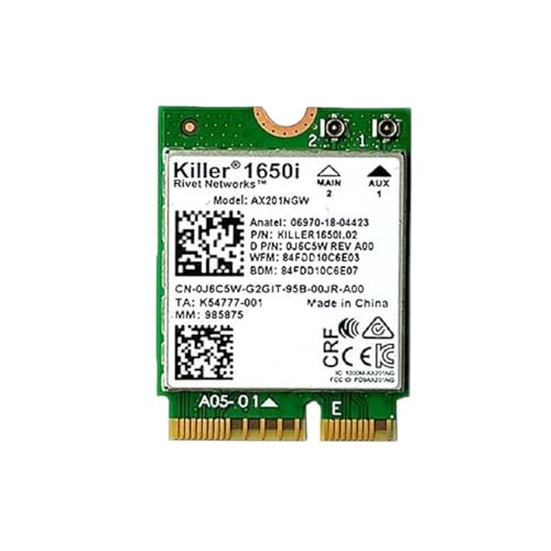 Killer 1650i Ac Dual Band 2.4Gbps Wirelets AX201 WF6 Card AX201NGW 802.11AX/A/B/G/N Bt 5.0 Laptop for 10 New 2025 Arrival High Reliable Electronic Component, Precision, Stable Performance
