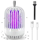 YGVQN Lampe Anti-Moustique Rechargeable USB, Tueur d'Insectes Électrique UV 360° Puissant, Piège à Mouches sans Produit Chimique, Lumière de Nuit LED, pour Intérieur, Extérieur, Jardin et Camping