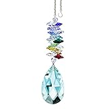 Crystal Suncatcher 5 inch Colorful crystal Ornament Antique Green Faceted Almond Prism Rainbow Maker Cascade Made with Genuine Swarovski crystals