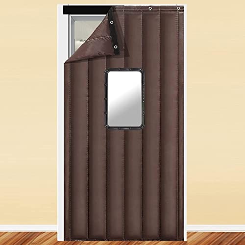 Isolierter Türvorhang Schalldichte Türdecke Thermische Garage Vorhänge Geräusche Reduktion Halten Sie Den Warmen Raumteiler Für Patio-Balkonkücheneingang,Brown-W110cm*H210cm/43 * 82.7in Cover