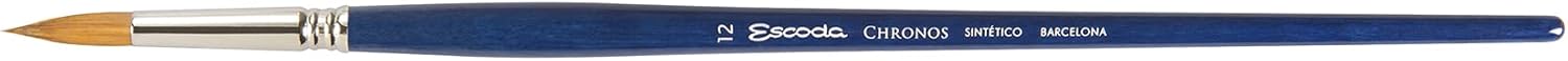 Escoda Chronos Series 3151 Artist Watercolor & Acrylic Paint Brush, Synthetic Toray Fiber & Red Sable Blend, Pointed Round, Size 12