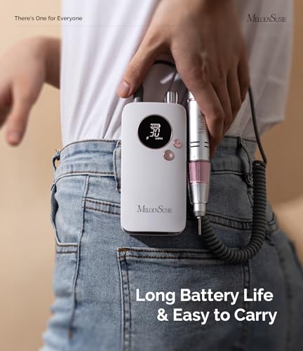 Image of MelodySusie Entry-Level Clip-On Rechargeable Nail Drill, SC320F 30000RPM E-File with Pastel & Colorful Design for Manicure Shaping & Gel Removal, Ideal for Training, Nail Art Practice & Home Use.