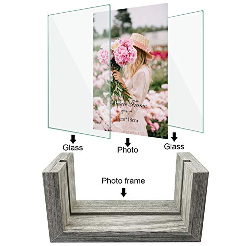 5x7 Photo Picture Frames Glass Set, Frameless Tempered Glass Picture Frame Tabletop Display 5x7 Photograph Home Decor, 2 Packs - Thumbnail 4