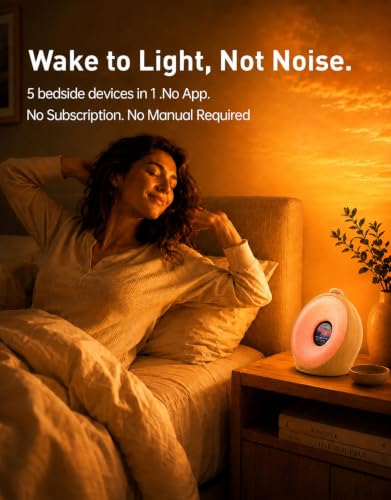 Image of Dekala Sunrise Alarm Clock for Heavy Sleepers with Pulse Wake, Sunset Sound Machine with Breathing Ambient Light, Loud Alarm for Bedrooms, Wake Up Light, Digital Color Display & 7 Themes, No App