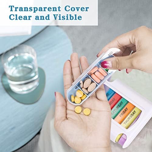 Skycase Weekly Pill Organizer,Portable Stackable 7 Day Colorful Pill Box 4 Times a Day Large Capacity Pill Case Medicine Organizer Medication Reminder Travel Container for Vitamins Supplements