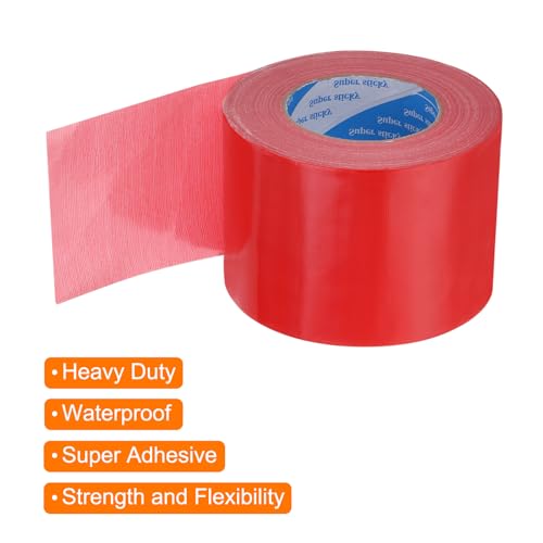 Image of uxcell Heavy Duty Duct Tape, 4 Inch x 55 Yard Waterproof Flexible Hand Tear Strong Adhesive Duct Tapes for Crafts DIY, Fixing, Repairs, Red